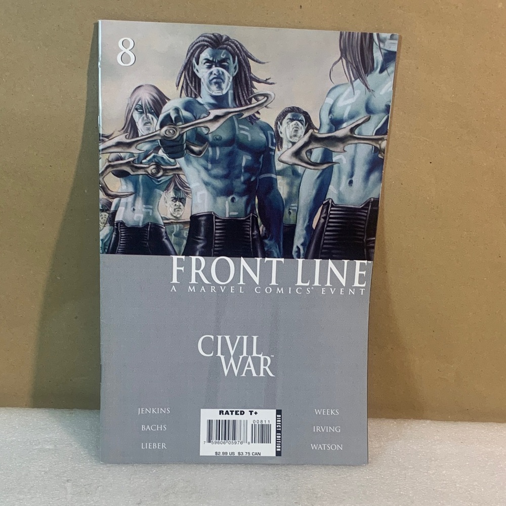 Marvel Front Line Civil War Comic with Blue and Gray Cover